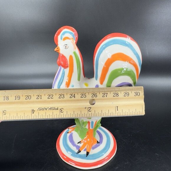 Poultry In Motion Rooster Ceramic Figurine 2010 Speckled Spectrum Multicolor - Picture 6 of 13